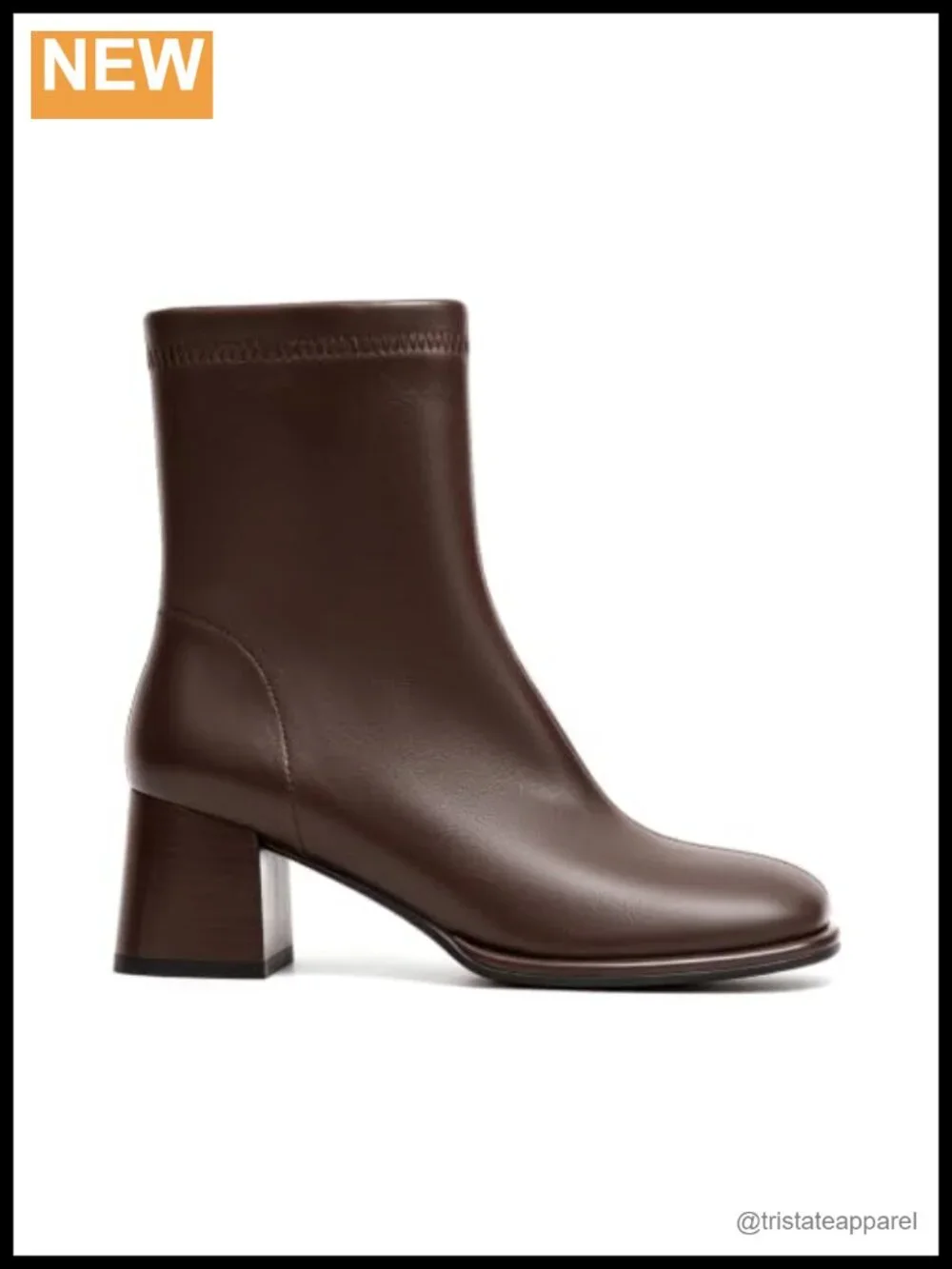 Square Toe Ankle Booties Chunky Faux Leather Block Heel Side Zipper